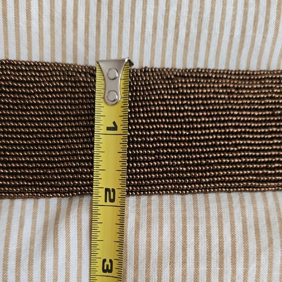 Vintage Artisan Beaded Women's Belt in Purple and Bronze Velcro Closure - Picture 10 of 11